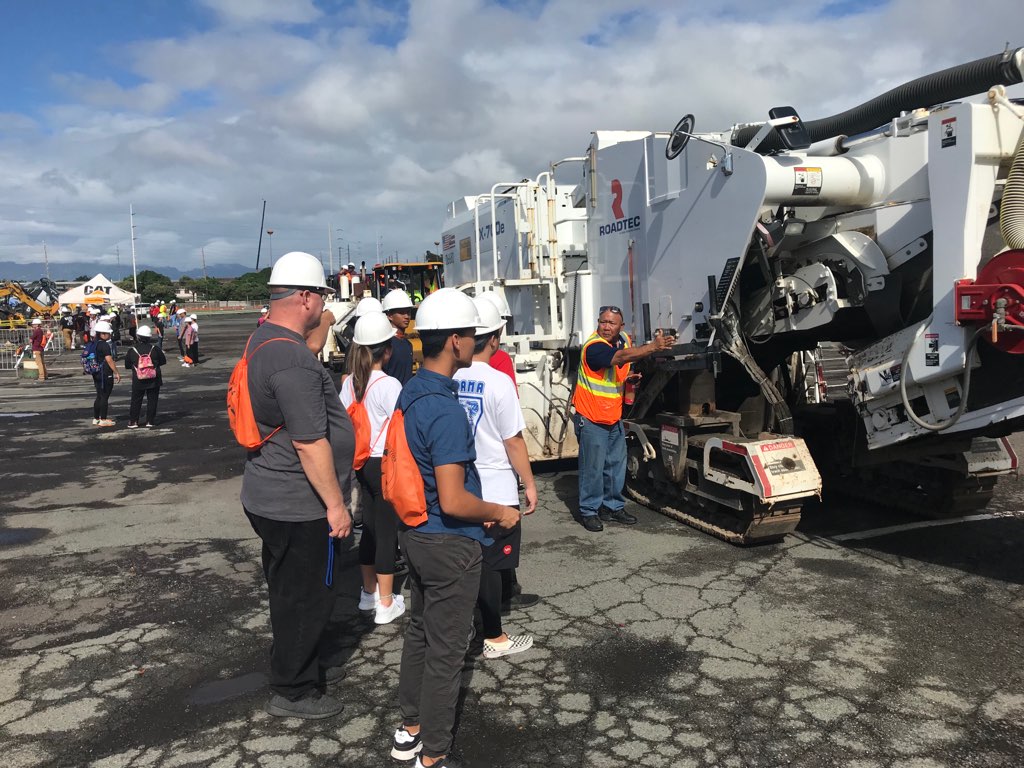 Students learning about construction careers at Hawaii Construction Career Day