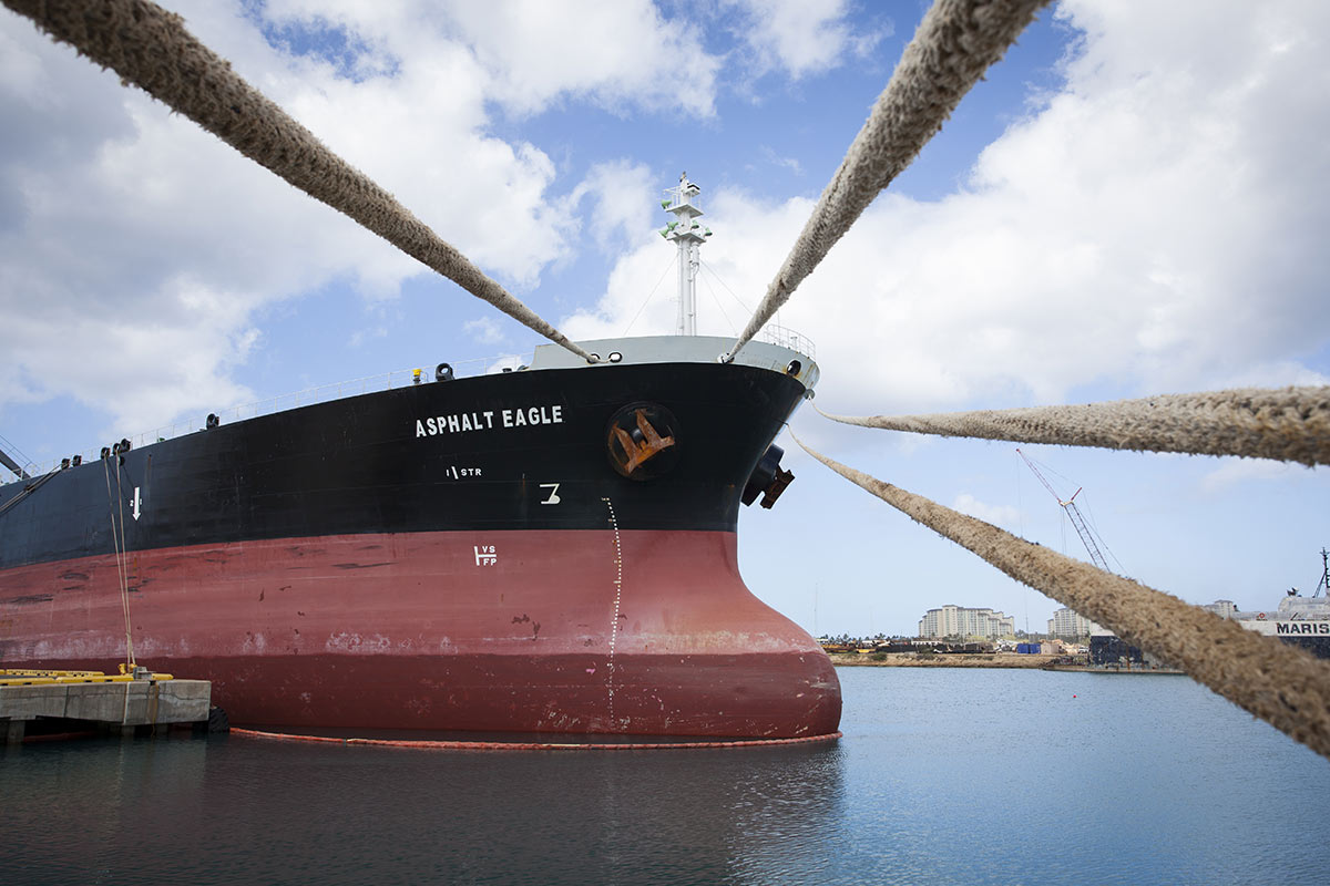 Asphalt Eagle tanker ship secured at the harbor