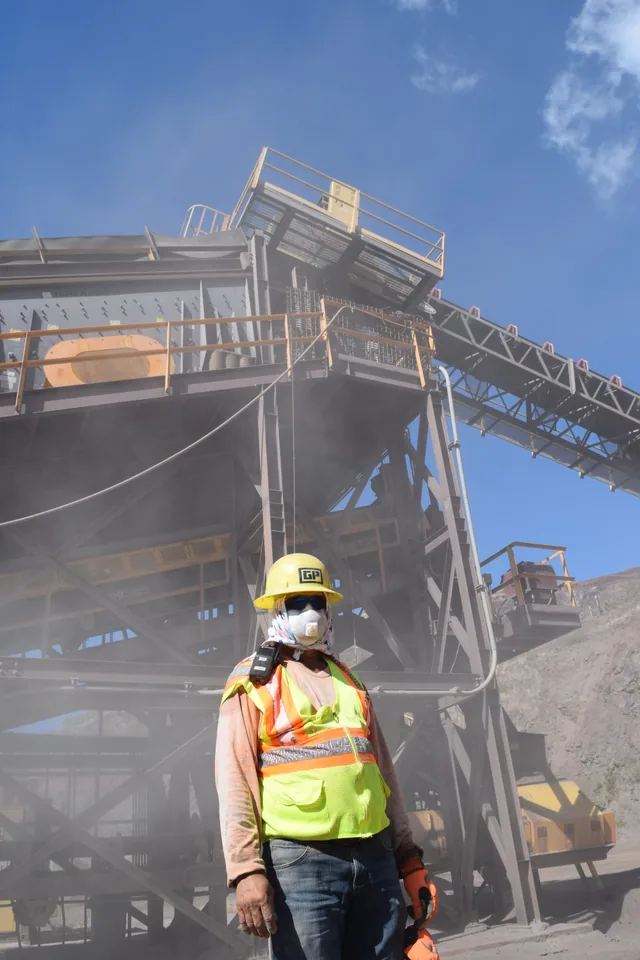 Quarry team member wearing protective equipment